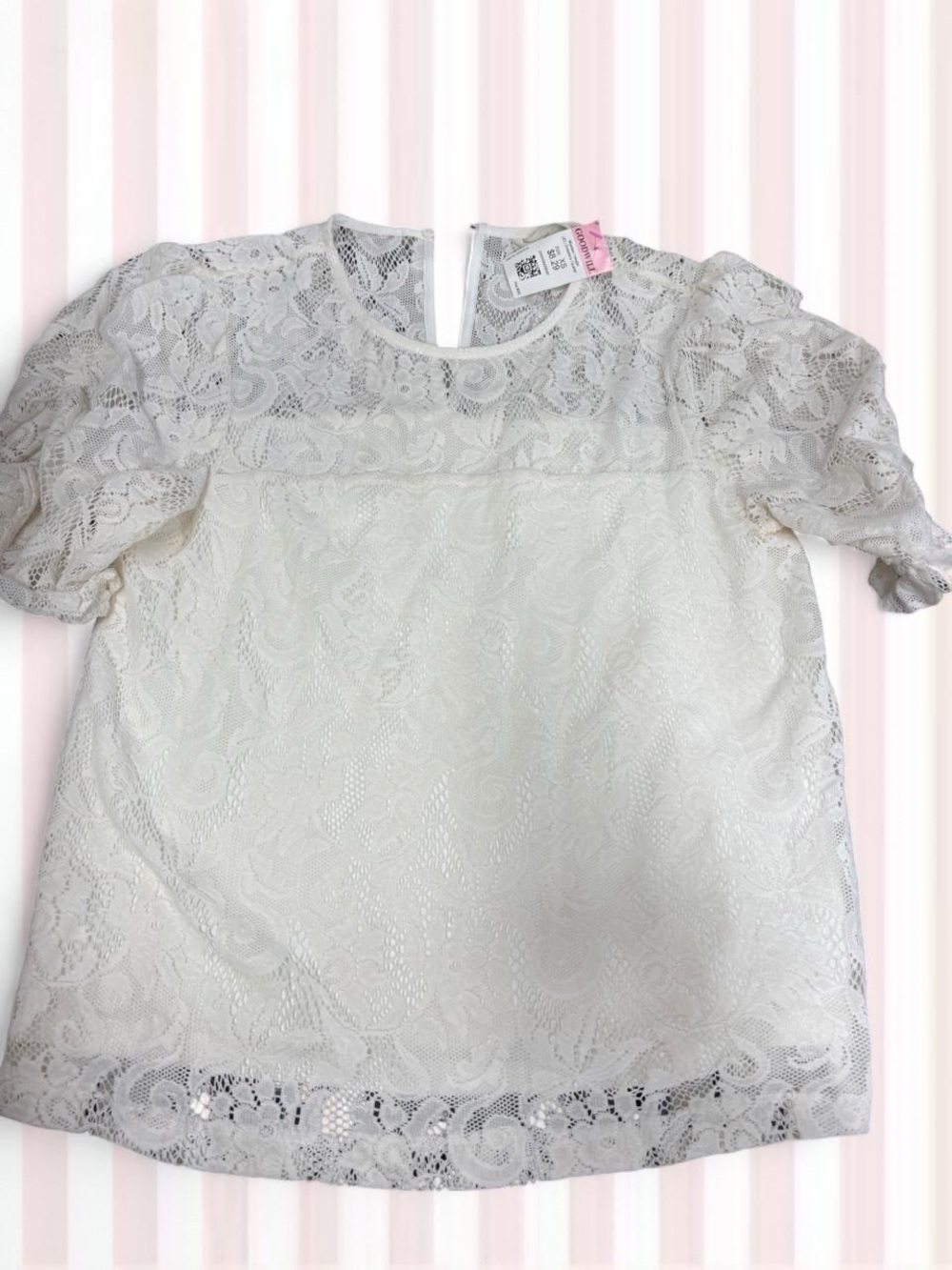 Anthropologie Ivory Lace Short Sleeve Blouse